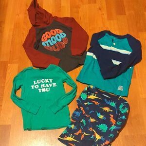 Size 5T Tops Pajama Shirts Long Sleeves St Patrick's Boy Dinosaur